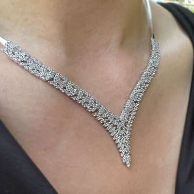 14k Beyaz Altın Taşlı Kolye - 3