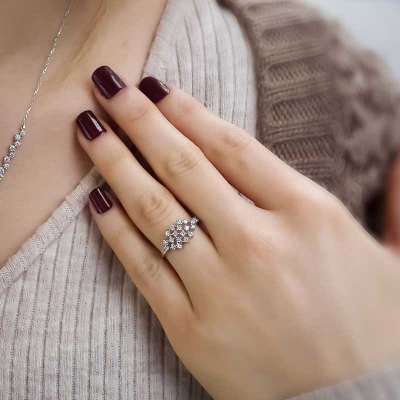 14k Beyaz Altın Taşlı Yüzük - ENGİNGOLD SRD