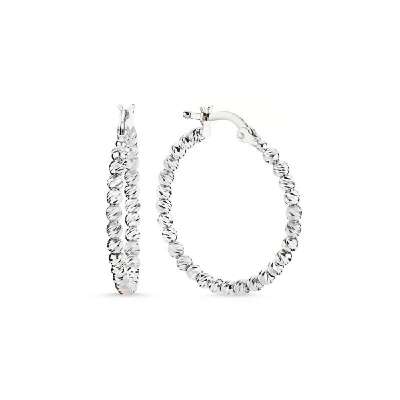 14k Beyaz Altın Tek Sıra Dorika Halka Küpe - ENGİNGOLD AYG