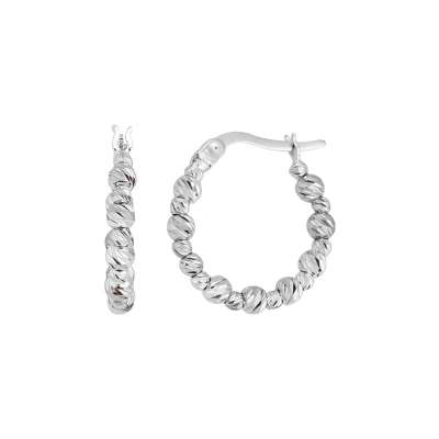 14k Beyaz Altın Tek Sıra Dorika Küpe