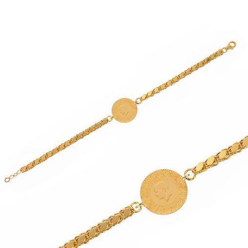 14k Çeyrek Altınlı Arpa Zincir Bileklik - 1