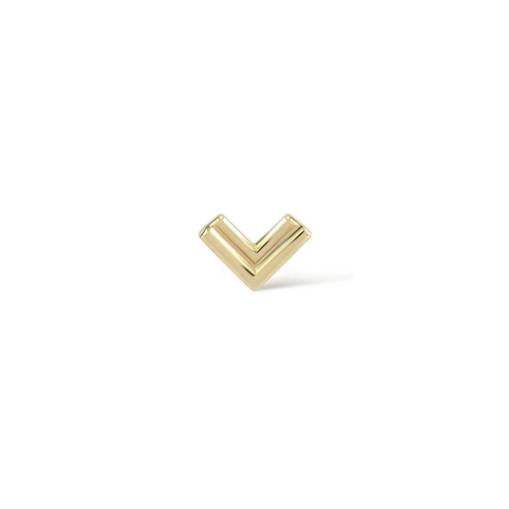 14k Çift Şerit V Altın Tek Küpe - 1