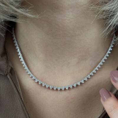 14K Kalp Su Yolu Detaylı Şık Pırlanta Kolye - ENGİNOLD FNL