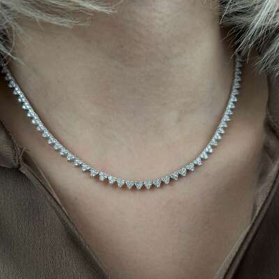 14K Kalp Su Yolu Detaylı Şık Pırlanta Kolye - 2