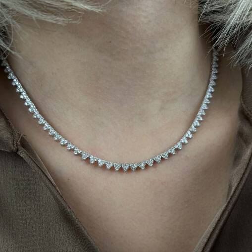 14K Kalp Su Yolu Detaylı Şık Pırlanta Kolye - 2