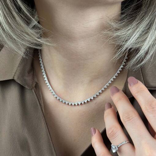 14K Kalp Su Yolu Detaylı Şık Pırlanta Kolye - 3