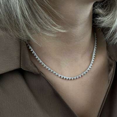 14K Kalp Su Yolu Detaylı Şık Pırlanta Kolye - 5