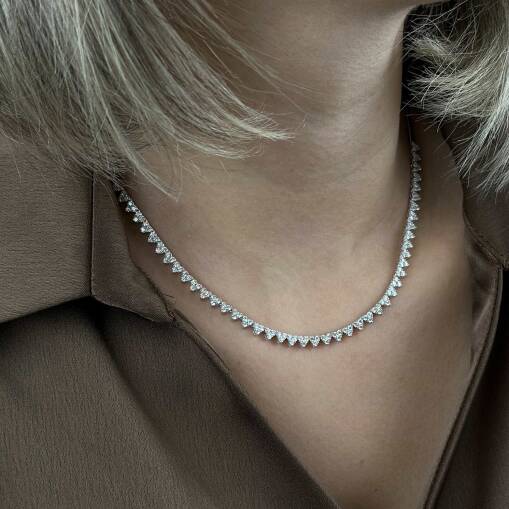 14K Kalp Su Yolu Detaylı Şık Pırlanta Kolye - 5