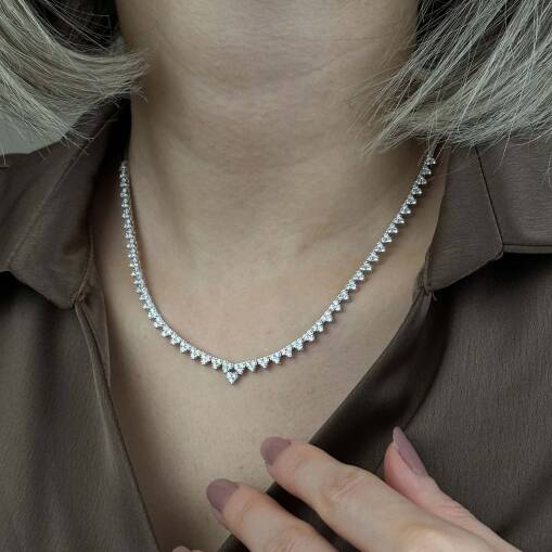 14K Kalp Su Yolu Tasarımlı Pırlanta Kolye - 2