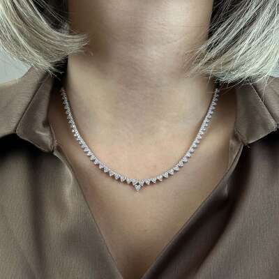 14K Kalp Su Yolu Tasarımlı Pırlanta Kolye - 4