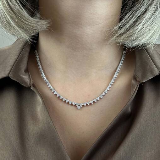 14K Kalp Su Yolu Tasarımlı Pırlanta Kolye - 4