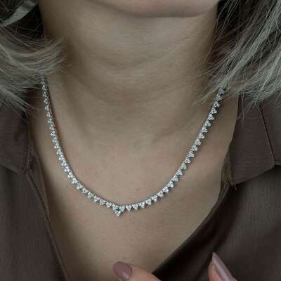 14K Kalp Su Yolu Tasarımlı Pırlanta Kolye - 3