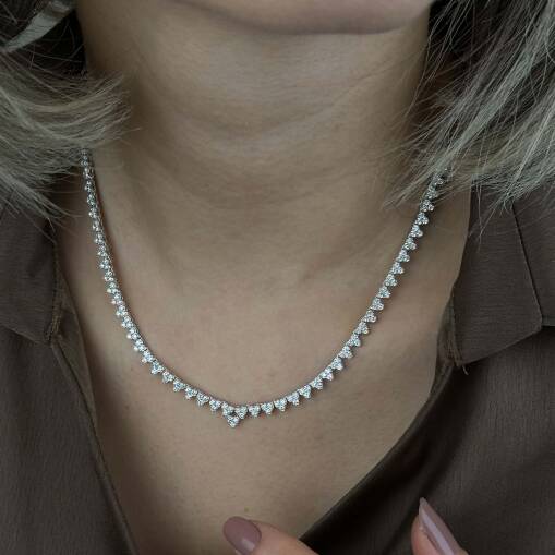 14K Kalp Su Yolu Tasarımlı Pırlanta Kolye - 3