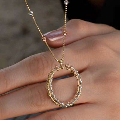 14K Oval Dorika Altın Kolye - 1