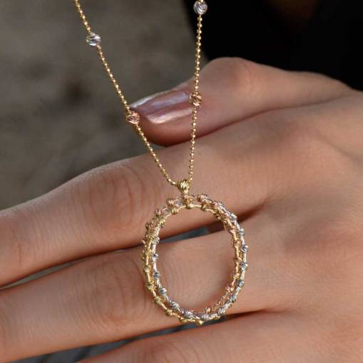 14K Oval Dorika Altın Kolye - 1