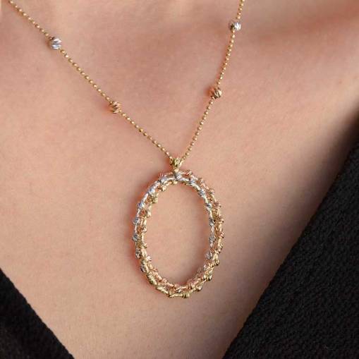 14K Oval Dorika Altın Kolye - 2