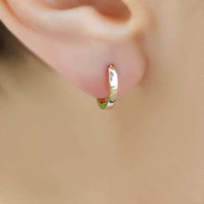14k Rose Altın Sade Halka Küpe - 2