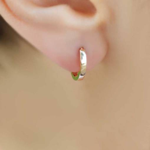 14k Rose Altın Sade Halka Küpe - 2