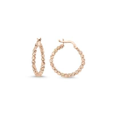 14k Rose Altın Tek Sıra Dorika Halka Küpe