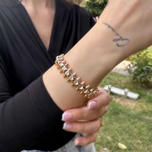 14k Rose Gold Crampoon Kelepçe Bilezik - 1