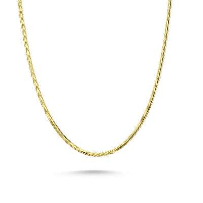 14k Sade Altın Balık Sırtı İtalyan Kolye 45cm - 1