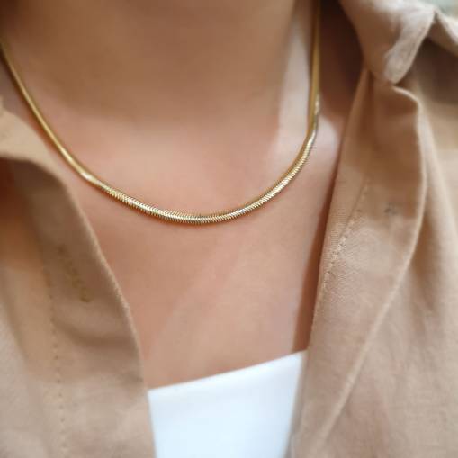 14k Sade Altın Balık Sırtı İtalyan Kolye 45cm - 2