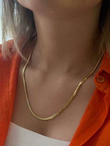 14k Sade Altın Balık Sırtı İtalyan Kolye 55cm - 1