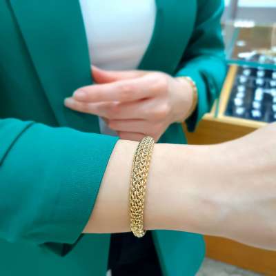 14k Sade Altın Effect Kelepçe Bilezik - ENGİNGOLD KÇN