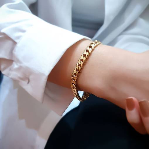 14k Sade Altın Gurmet Zincir Bileklik - 2