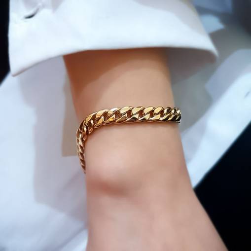 14k Sade Altın Gurmet Zincir Bileklik - 3