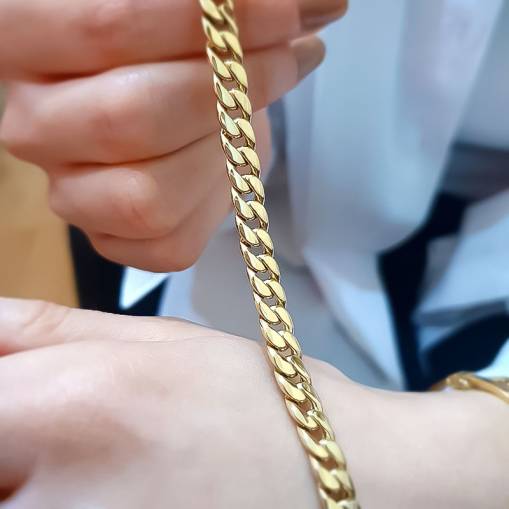 14k Sade Altın Gurmet Zincir Bileklik - 4