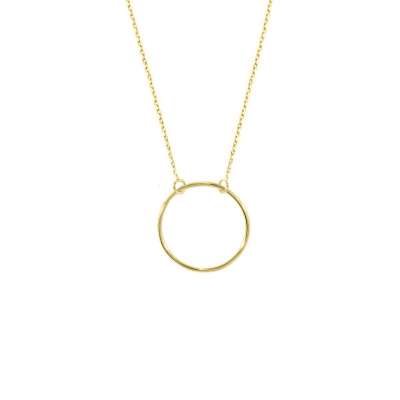 14k Sade Altın Halka Geometrik Kolye - ENGİNGOLD