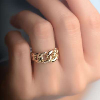 14k Sade Altın Halka Gurmet Yüzük - 1