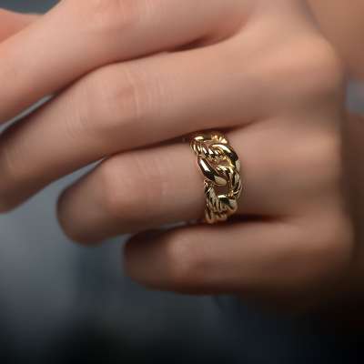 14k Sade Altın Halka Gurmet Yüzük - 2