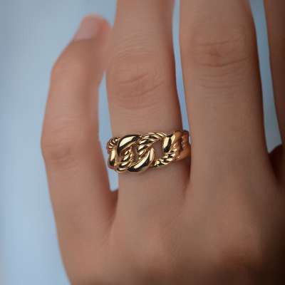 14k Sade Altın Halka Gurmet Yüzük - 3