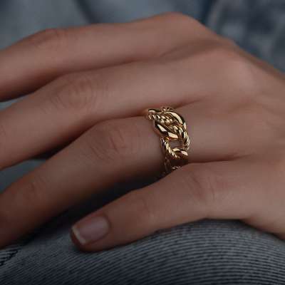 14k Sade Altın Halka Gurmet Yüzük - 4