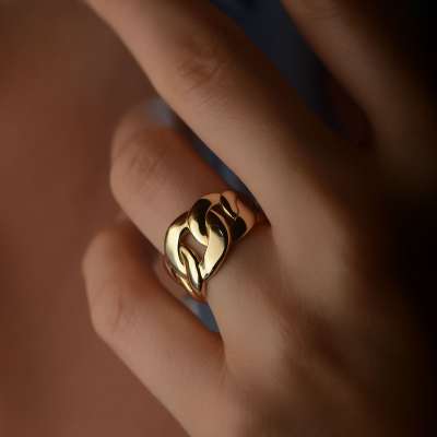 14k Sade Altın Halka Gurmet Yüzük - 3