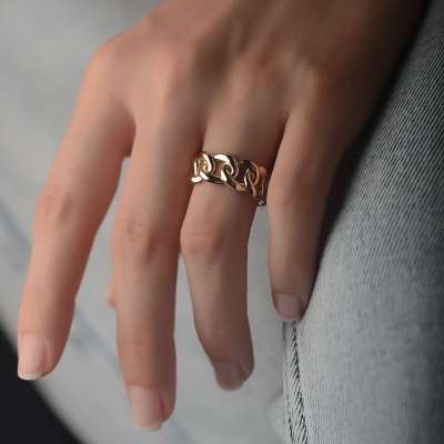 14k Sade Altın Halka Gurmet Yüzük - 1
