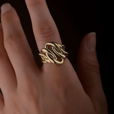 14k Sade Altın Halka Gurmet Yüzük - 1