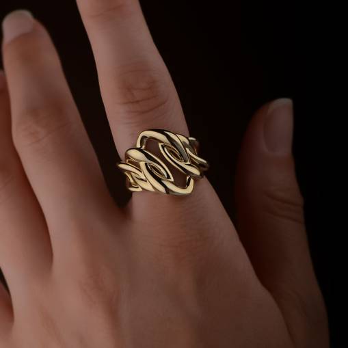 14k Sade Altın Halka Gurmet Yüzük - 1