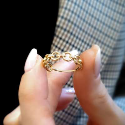 14k Sade Altın Halka Yüzük - 1