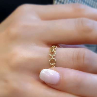 14k Sade Altın Halka Yüzük - 2