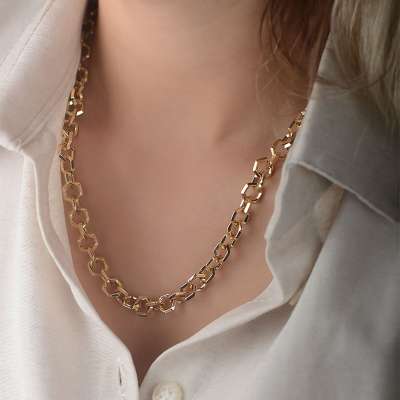 14k Sade Altın Halka Zincir Kolye - 1