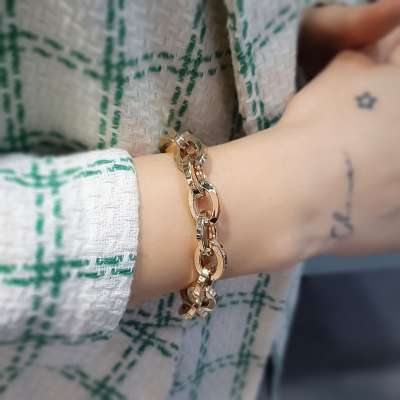 14k Sade Altın Hallow Zincir Bileklik - 1