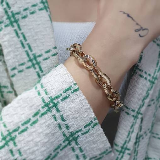 14k Sade Altın Hallow Zincir Bileklik - 2