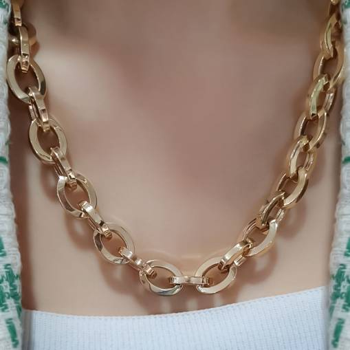 14k Sade Altın Hallow Zincir Kolye - 1