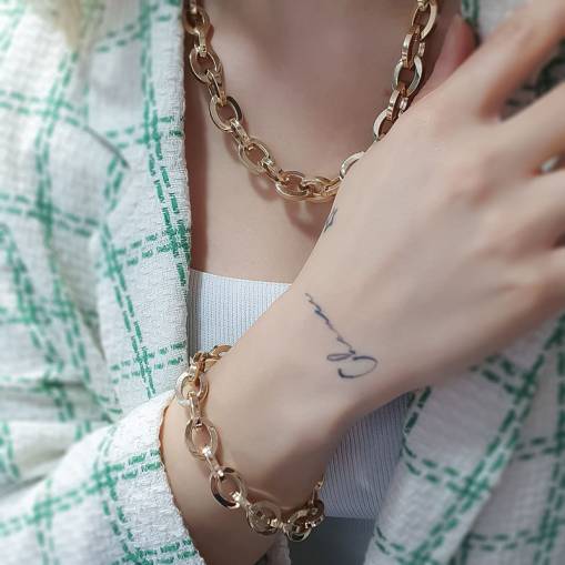 14k Sade Altın Hallow Zincir Kolye - 2