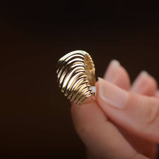 14k Sade Altın İstiridye Model Yüzük - 3