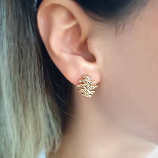 14k Sade Altın Kalemli Küpe - 1