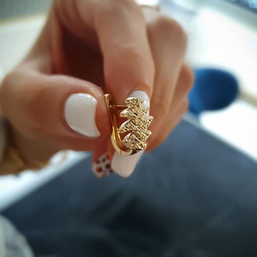 14k Sade Altın Kalemli Küpe - 2
